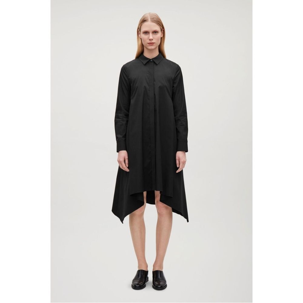 COS Handkerchief Hem Shirt Dress Size 4 Olive Green